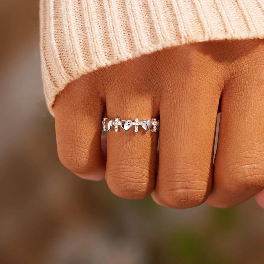 Heart Cross 925 Sterling Silver Ring SALE!! 20% OFF - Picture 2 of 8